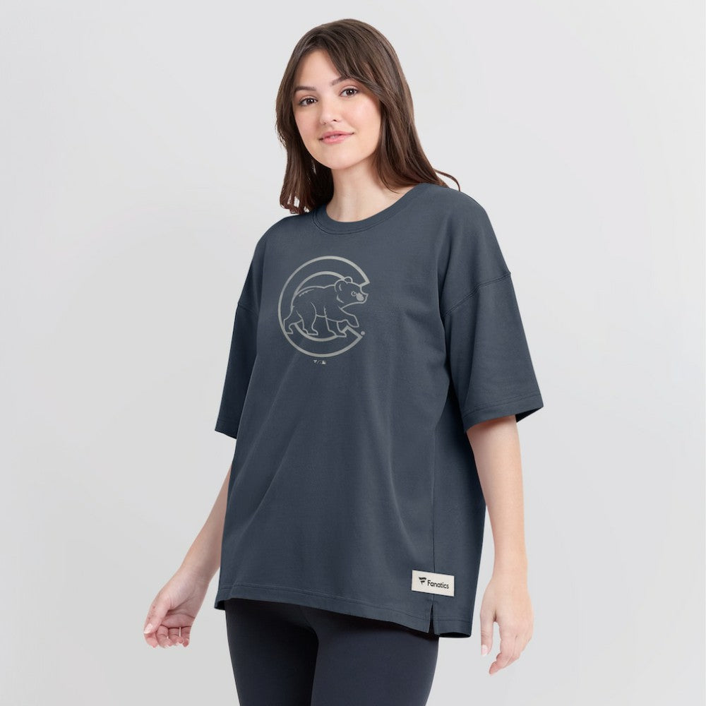 Chicago Cubs Fanatics Women's Oversized Elements Raw Edge Future Ground T-Shirt Near Me