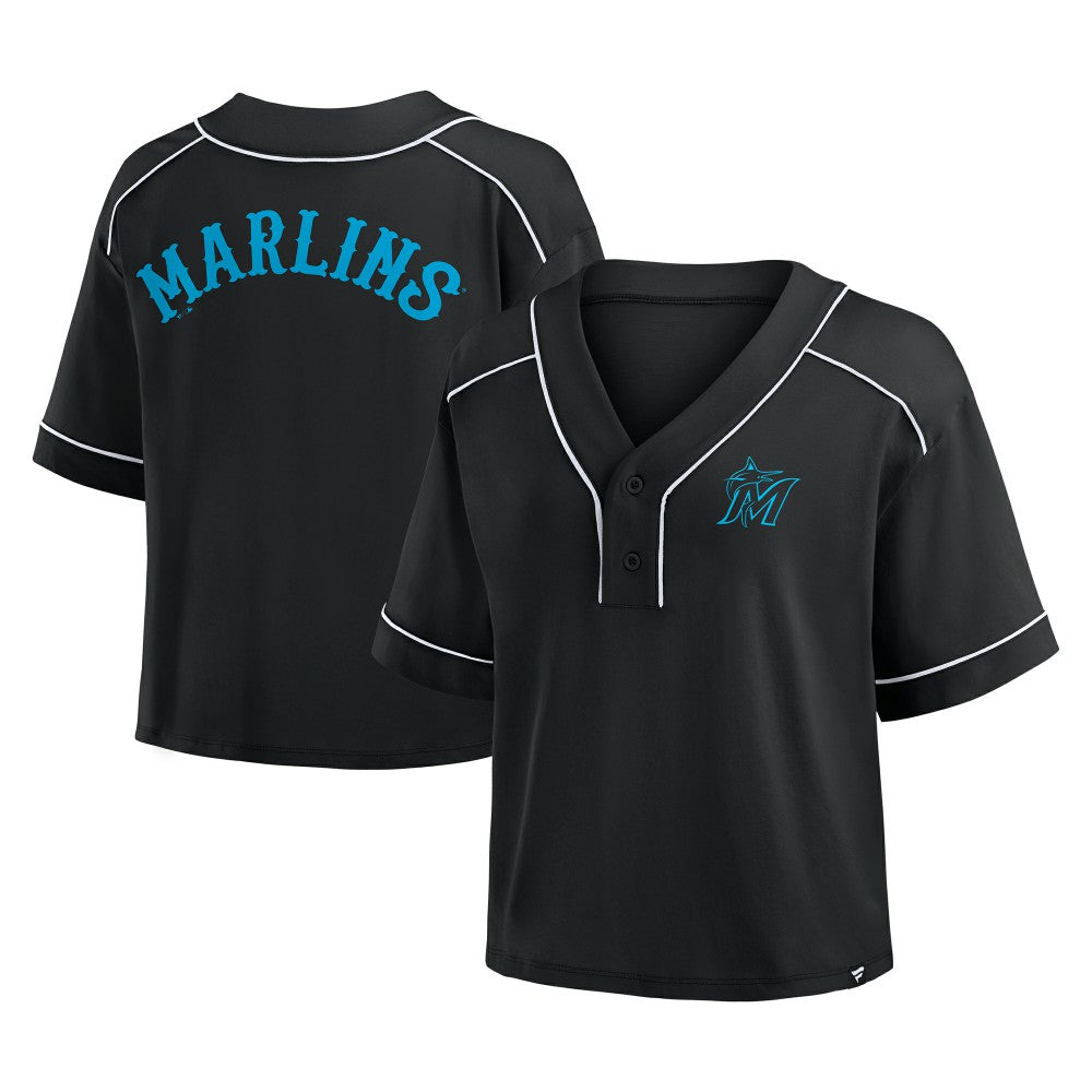 Miami Marlins Fanatics Women's Oversized Champ Game Cropped  V-Neck T-Shirt Online