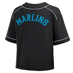 Miami Marlins Fanatics Women's Oversized Champ Game Cropped  V-Neck T-Shirt Online