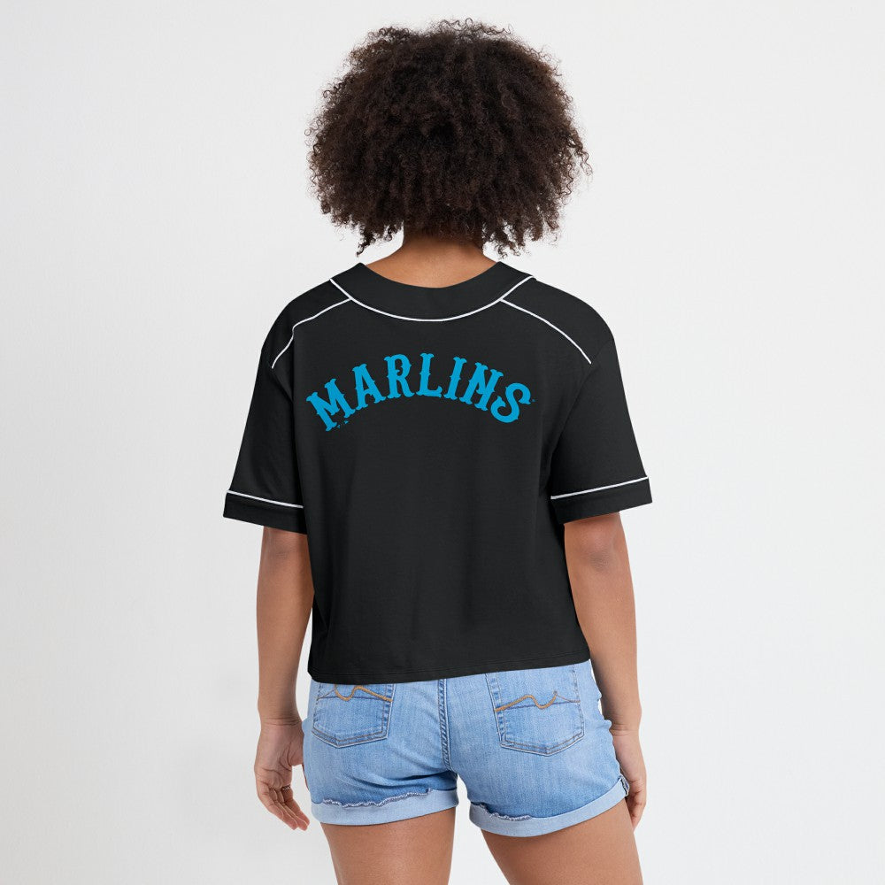 Miami Marlins Fanatics Women's Oversized Champ Game Cropped  V-Neck T-Shirt Online