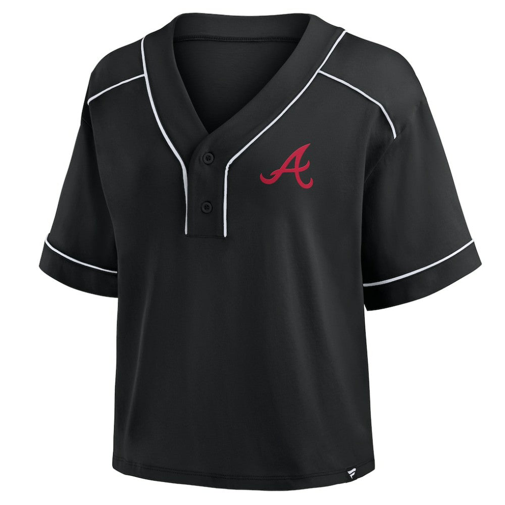 Atlanta Braves Fanatics Women's Oversized Champ Game Cropped  V-Neck T-Shirt Discount