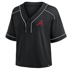 Atlanta Braves Fanatics Women's Oversized Champ Game Cropped  V-Neck T-Shirt Discount