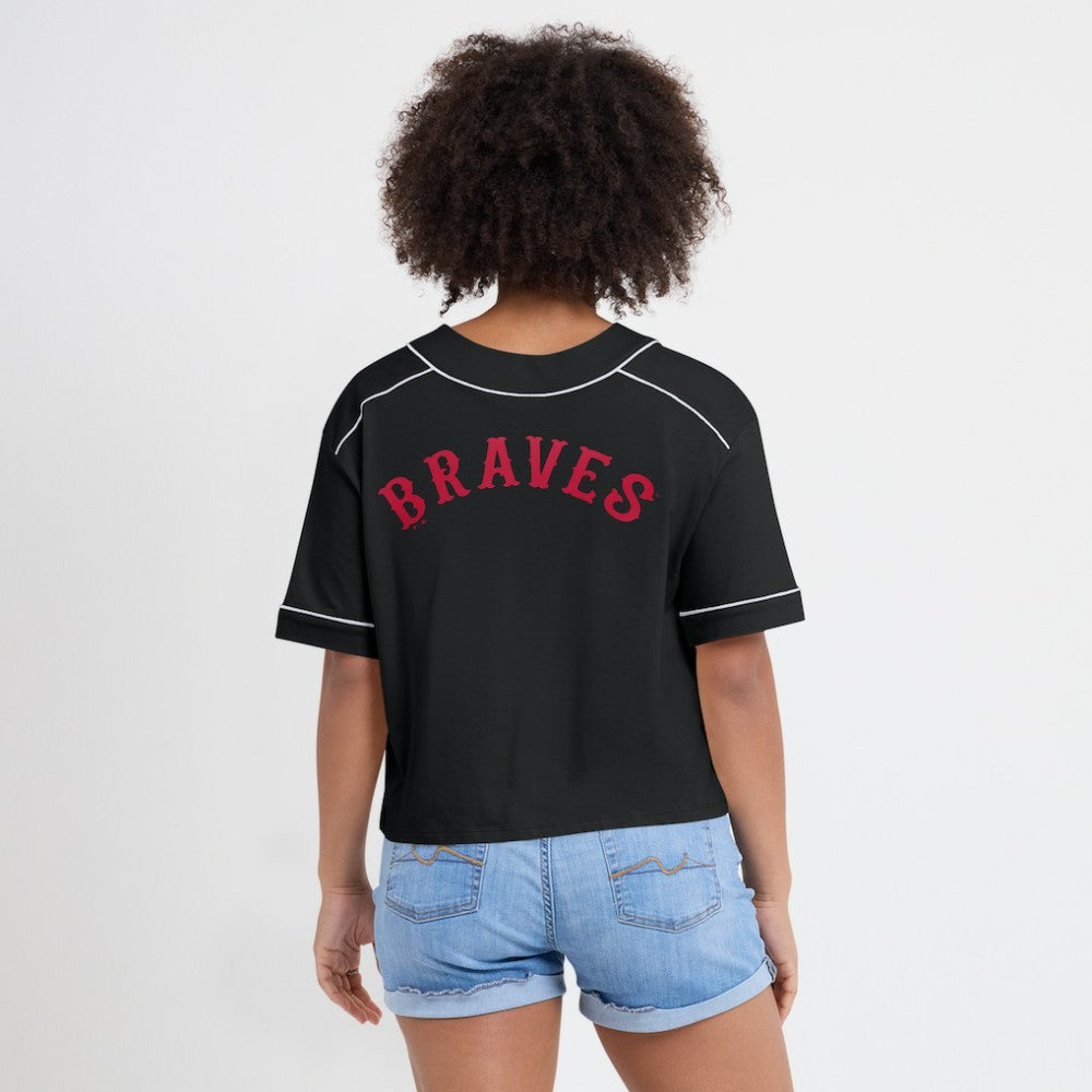 Atlanta Braves Fanatics Women's Oversized Champ Game Cropped  V-Neck T-Shirt Discount