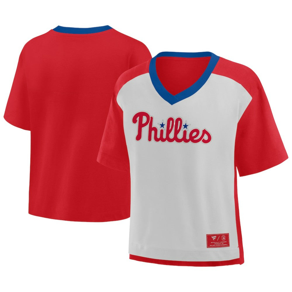 Philadelphia Phillies Fanatics Oversized Race To Win V-Neck T-Shirt Discount