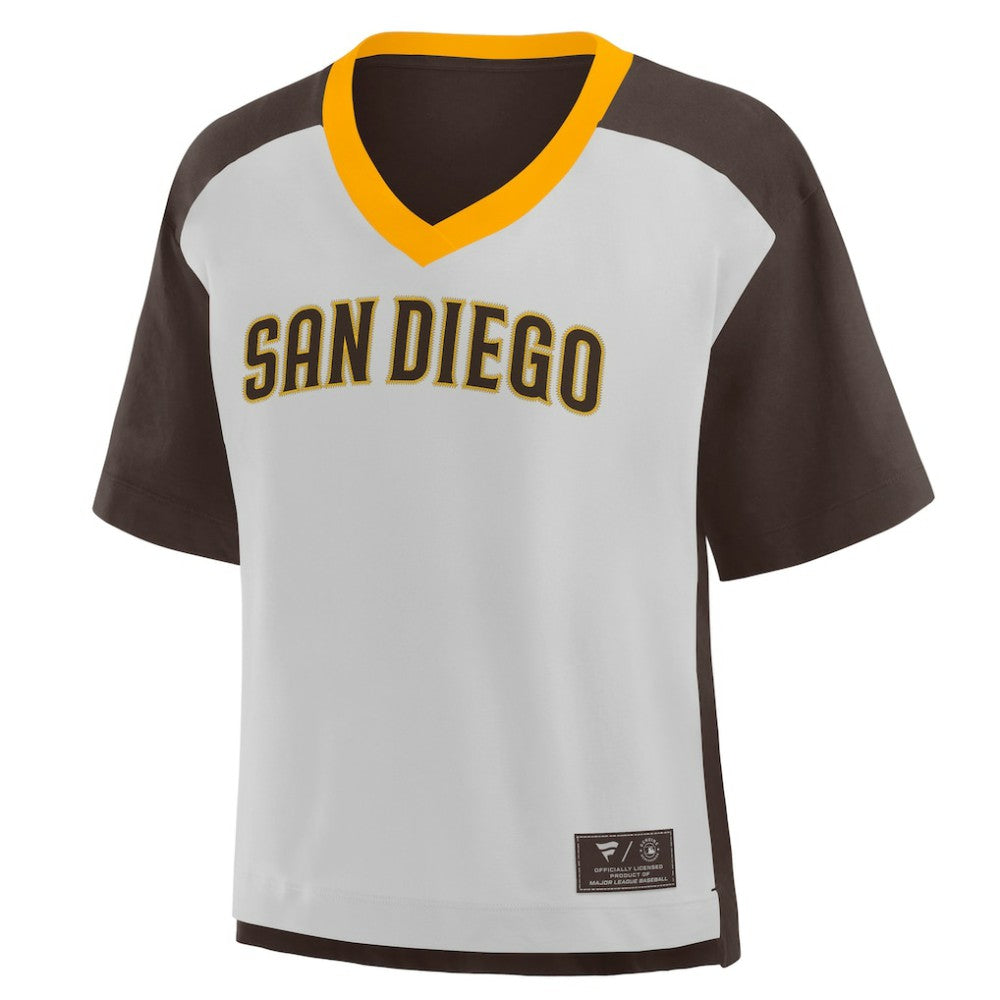 San Diego Padres Fanatics Oversized Race To Win V-Neck T-Shirt Sale