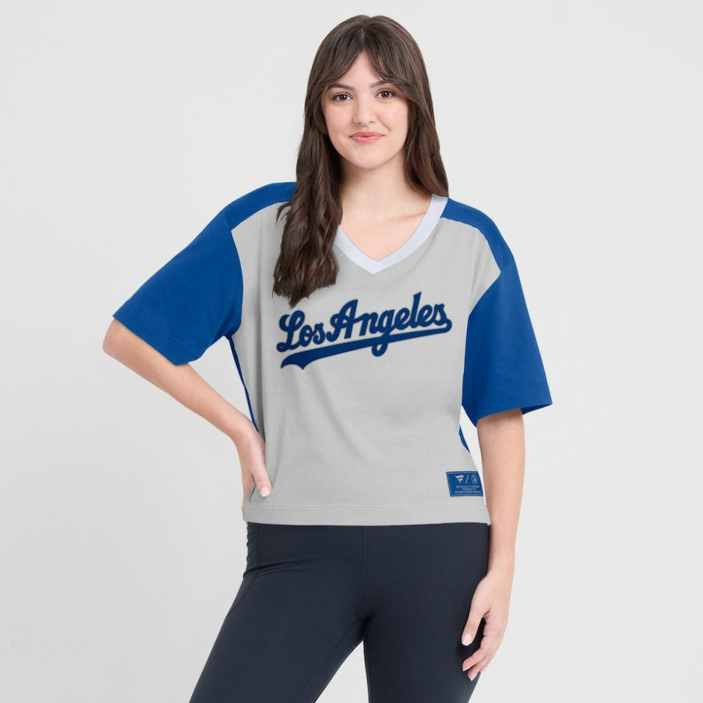 Los Angeles Dodgers Fanatics Oversized Race To Win V-Neck T-Shirt Near Me