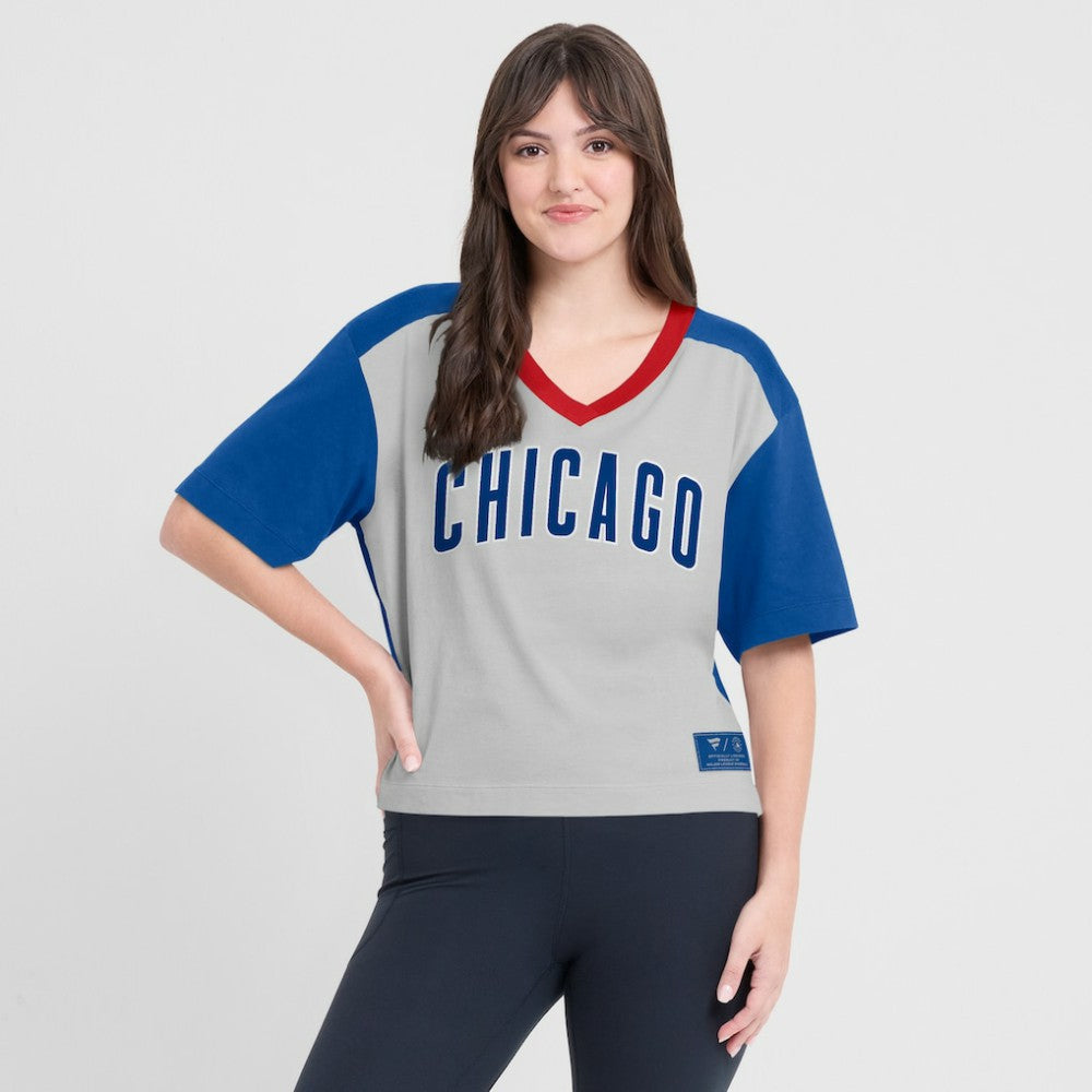 Chicago Cubs Fanatics Oversized Race To Win V-Neck T-Shirt Online