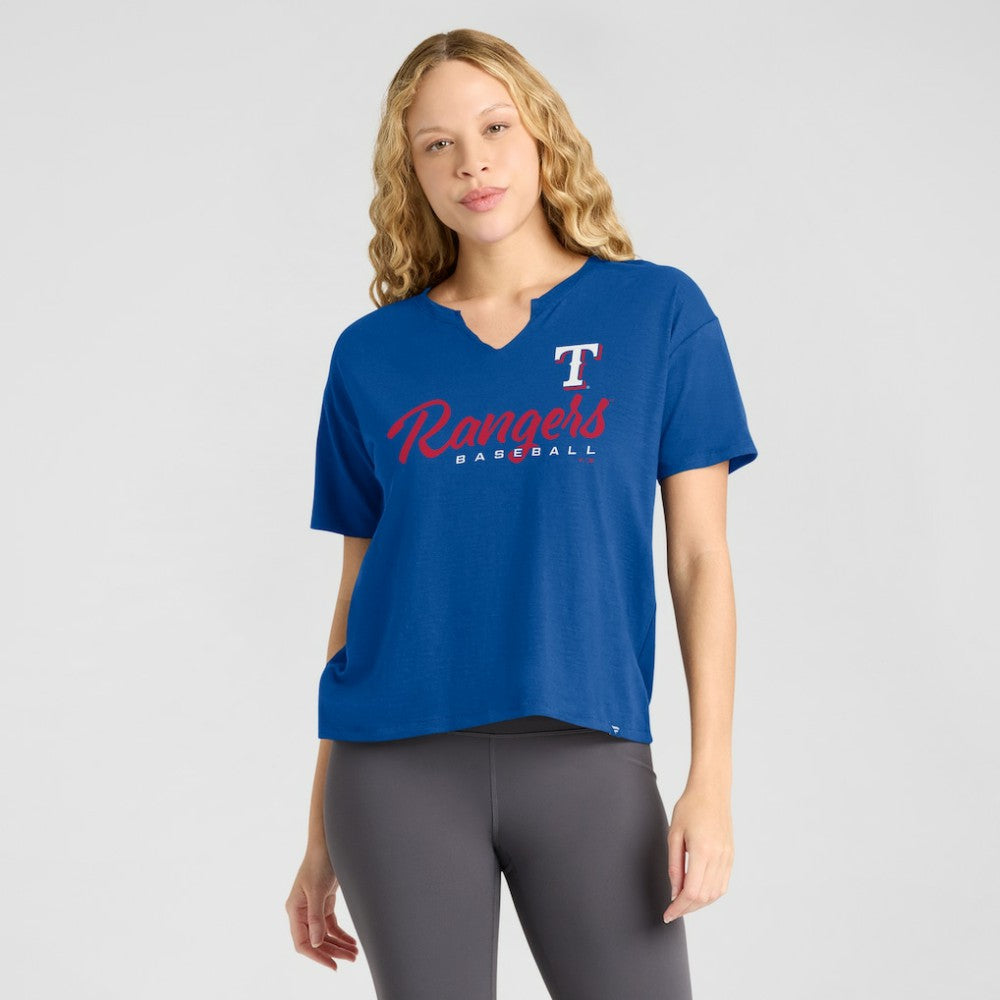 Texas Rangers Fanatics Women's Fan Fave Stadium Slub Boxy T-Shirt Online