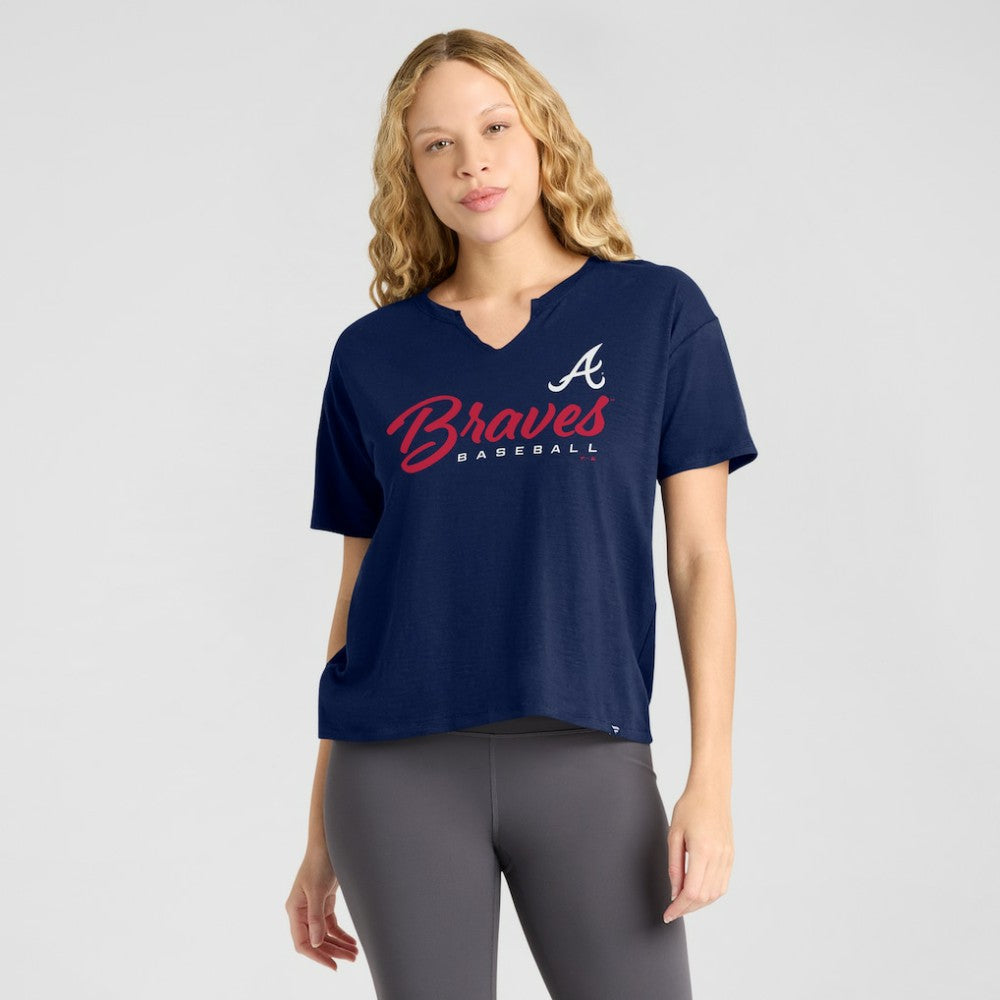 Atlanta Braves Fanatics Women's Fan Fave Stadium Slub Boxy T-Shirt Discount