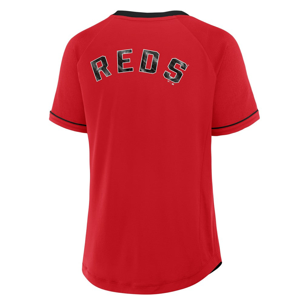 Cincinnati Reds Fanatics Women's League Diva Star Raglan V-Neck T-Shirt Near Me