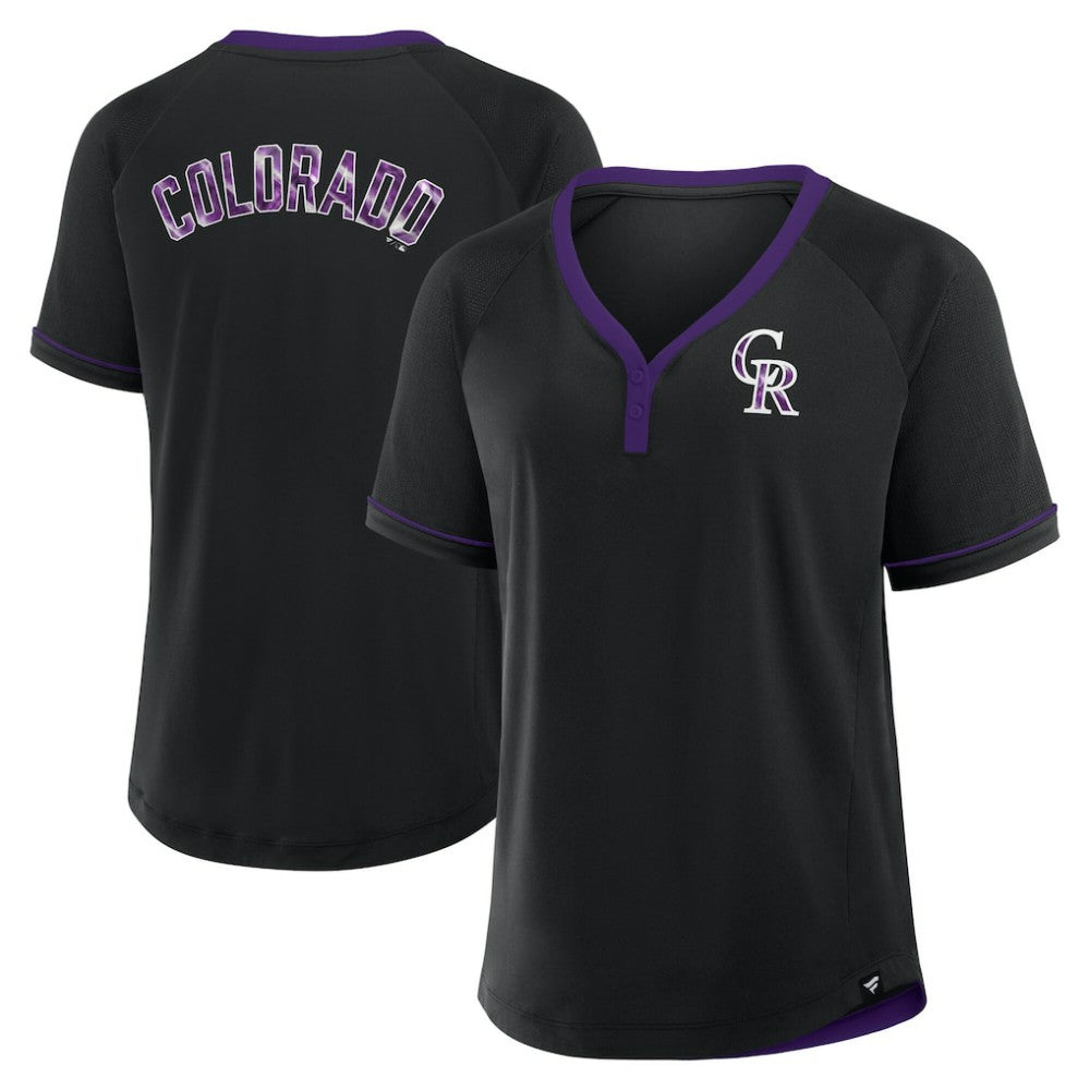 Colorado Rockies Fanatics Women's League Diva Star Raglan V-Neck T-Shirt Outlet