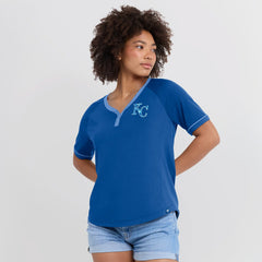 Kansas City Royals Fanatics Women's League Diva Star Raglan V-Neck T-Shirt Sale