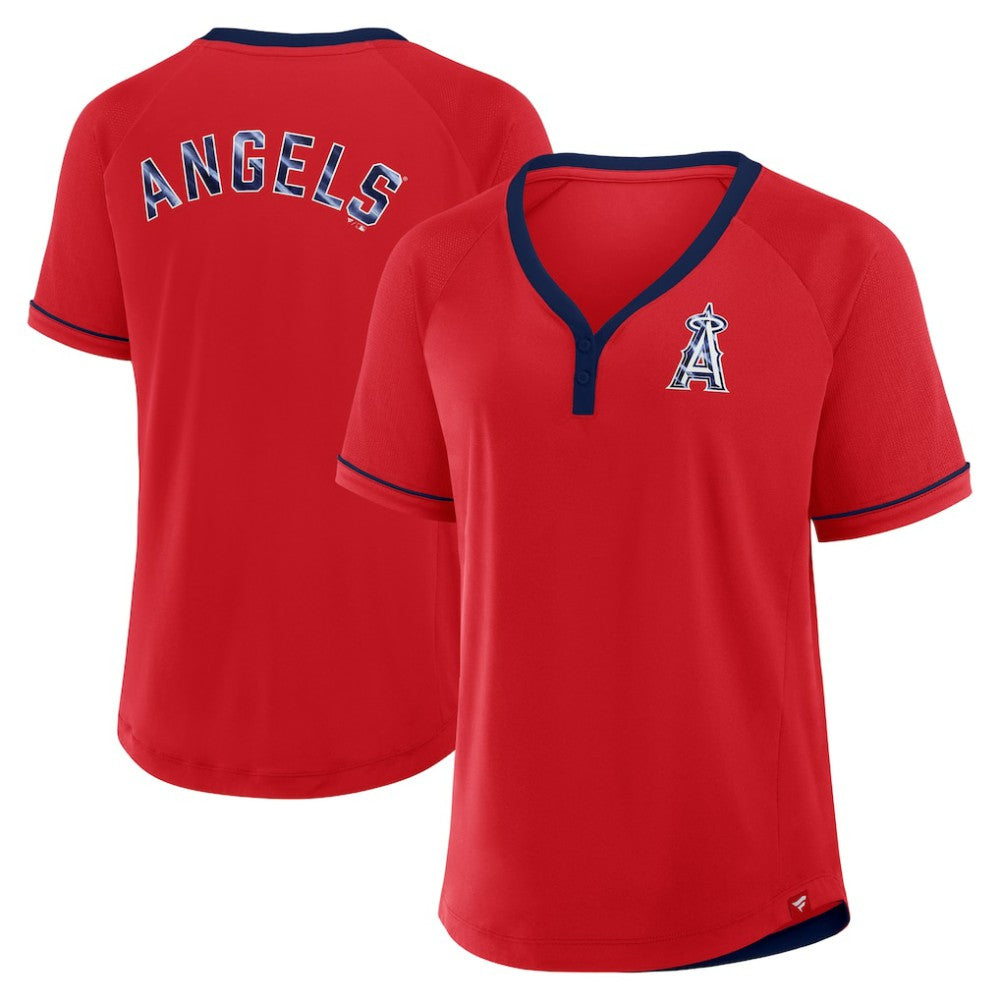Los Angeles Angels Fanatics Women's League Diva Star Raglan V-Neck T-Shirt Sale