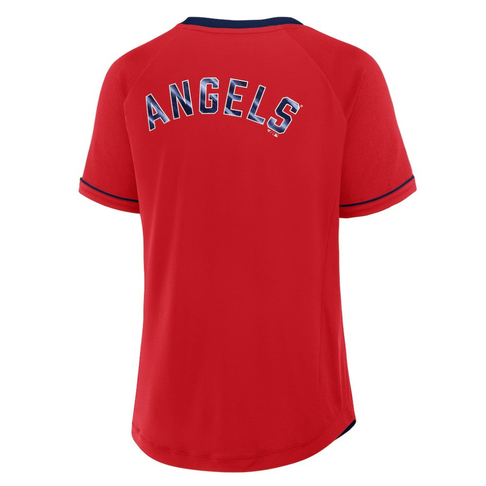 Los Angeles Angels Fanatics Women's League Diva Star Raglan V-Neck T-Shirt Sale