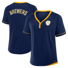 Milwaukee Brewers Fanatics Women's League Diva Star Raglan V-Neck T-Shirt Discount