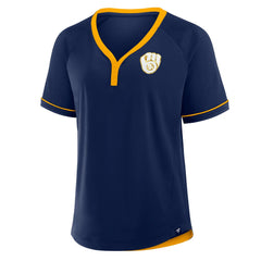 Milwaukee Brewers Fanatics Women's League Diva Star Raglan V-Neck T-Shirt Discount
