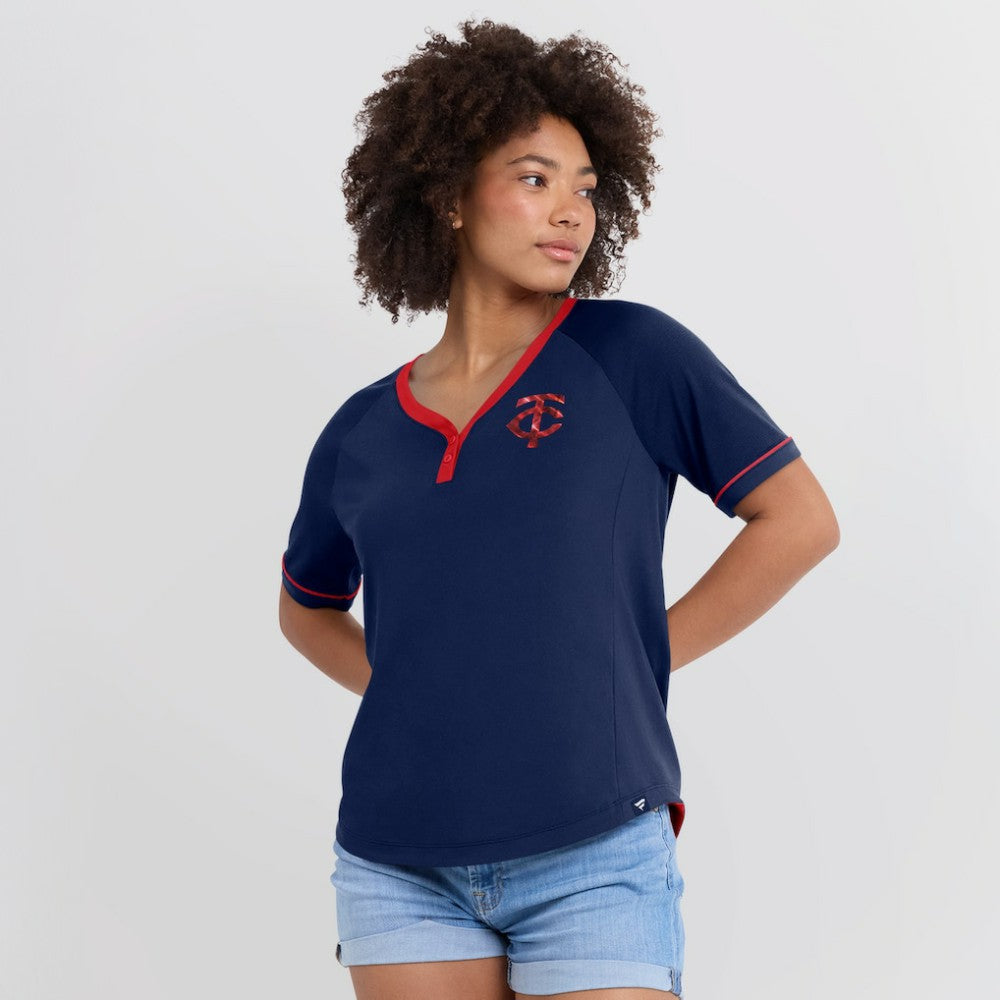 Minnesota Twins Fanatics Women's League Diva Star Raglan V-Neck T-Shirt Near Me