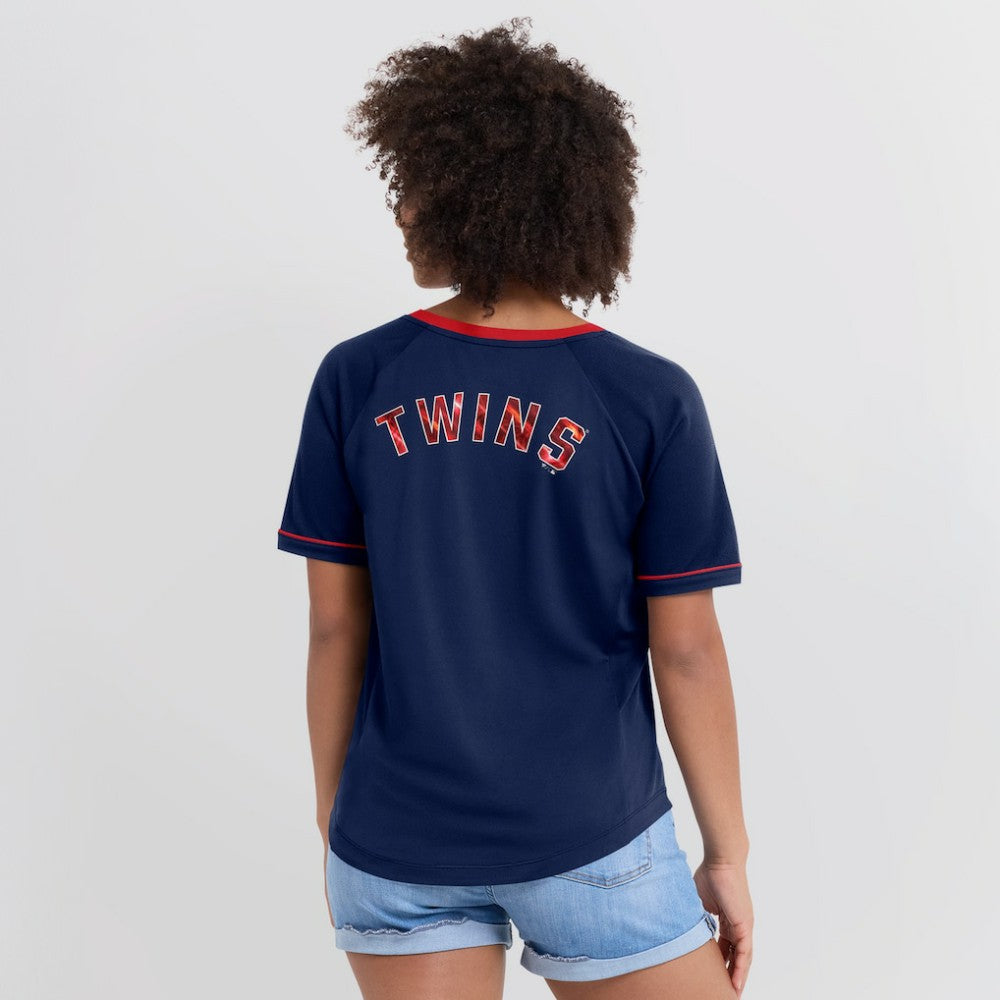 Minnesota Twins Fanatics Women's League Diva Star Raglan V-Neck T-Shirt Near Me