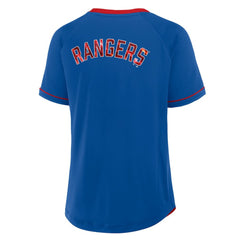 Texas Rangers Fanatics Women's League Diva Star Raglan V-Neck T-Shirt Sale