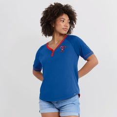 Texas Rangers Fanatics Women's League Diva Star Raglan V-Neck T-Shirt Sale