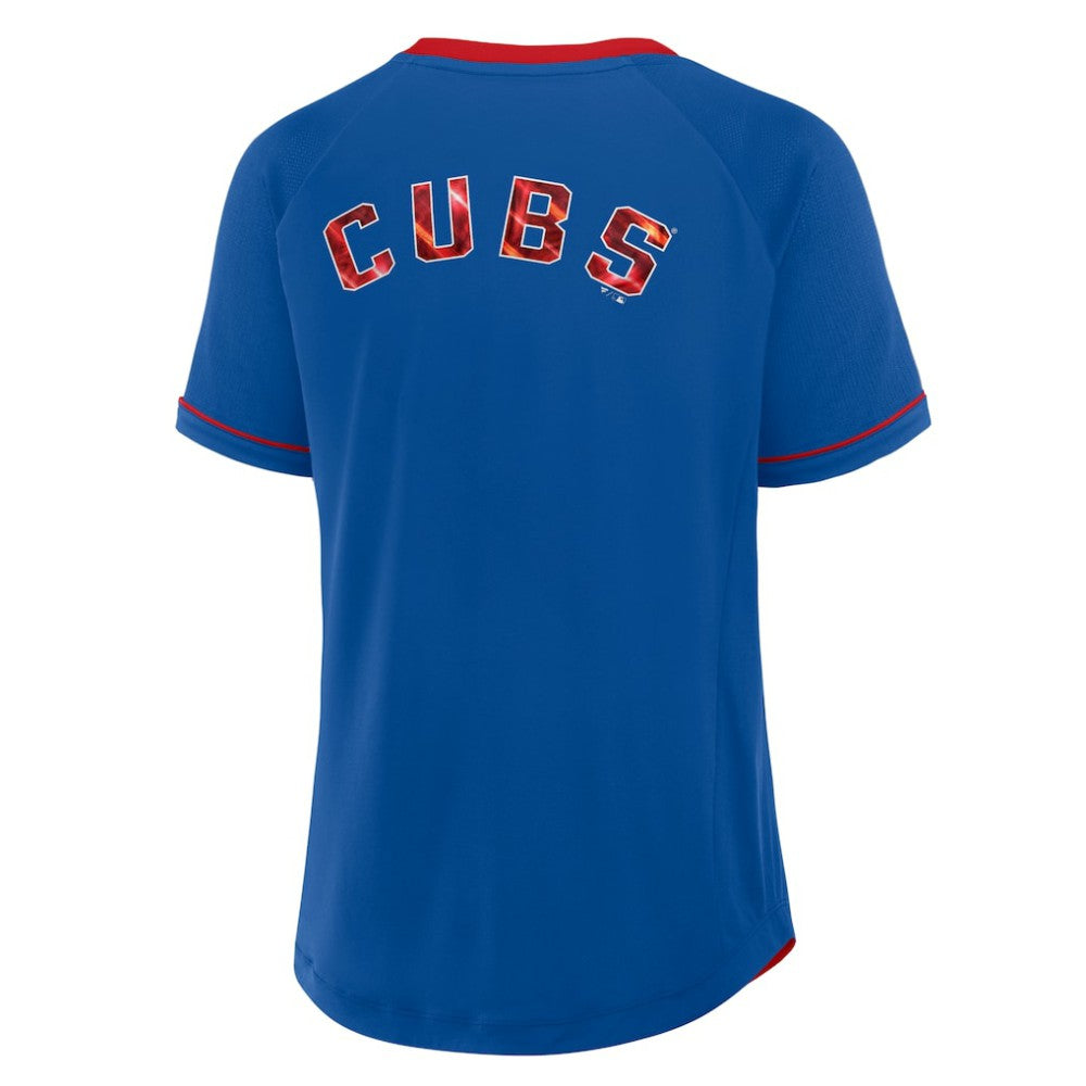 Chicago Cubs Fanatics Women's League Diva Star Raglan V-Neck T-Shirt Outlet