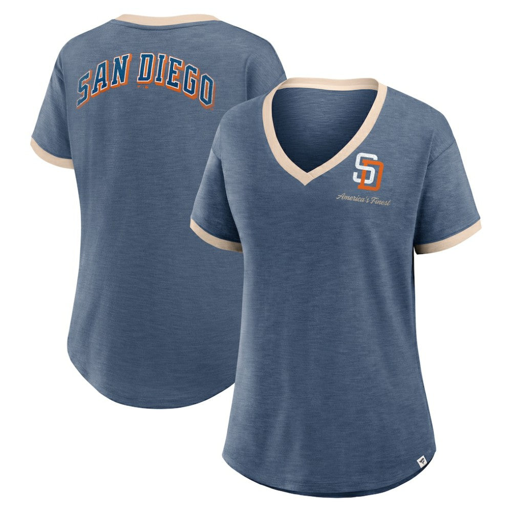 San Diego Padres Fanatics Women's Binge Worthy Stadium Slub V-Neck T-Shirt Near Me