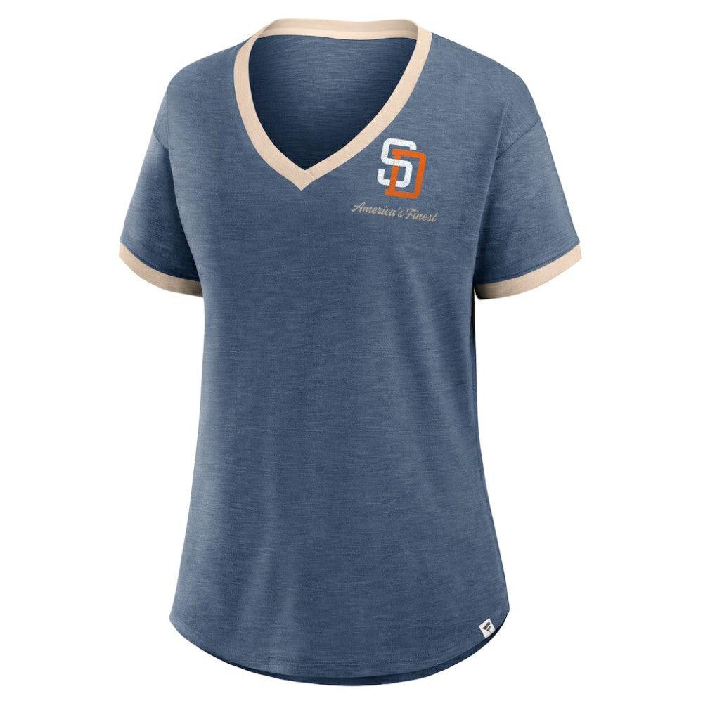 San Diego Padres Fanatics Women's Binge Worthy Stadium Slub V-Neck T-Shirt Near Me