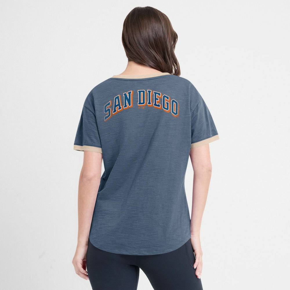 San Diego Padres Fanatics Women's Binge Worthy Stadium Slub V-Neck T-Shirt Near Me