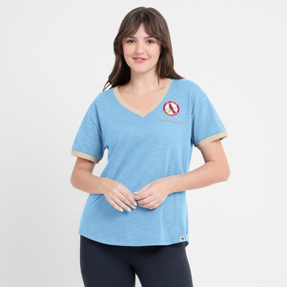 St. Louis Cardinals Fanatics Women's Binge Worthy Stadium Slub V-Neck T-Shirt for sale