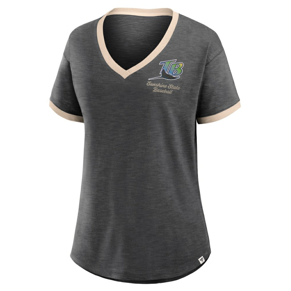 Tampa Bay Rays Fanatics Women's Binge Worthy Stadium Slub V-Neck T-Shirt Discount
