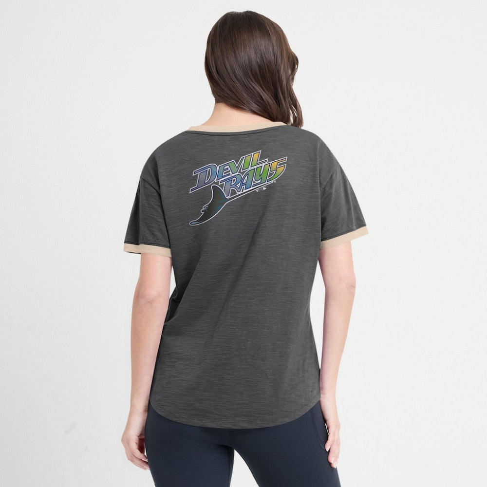Tampa Bay Rays Fanatics Women's Binge Worthy Stadium Slub V-Neck T-Shirt Discount