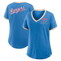 Texas Rangers Fanatics Women's Binge Worthy Stadium Slub V-Neck T-Shirt Outlet