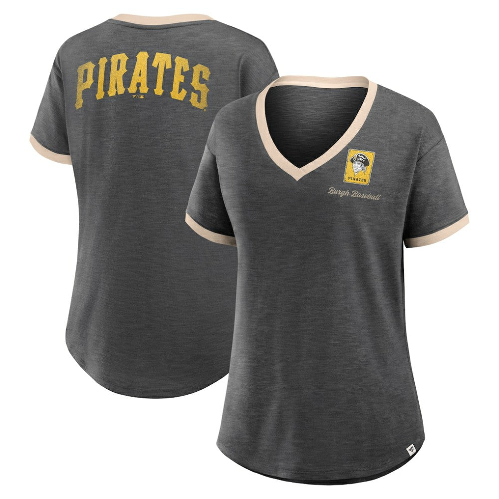 Pittsburgh Pirates Fanatics Women's Binge Worthy Stadium Slub V-Neck T-Shirt Near Me