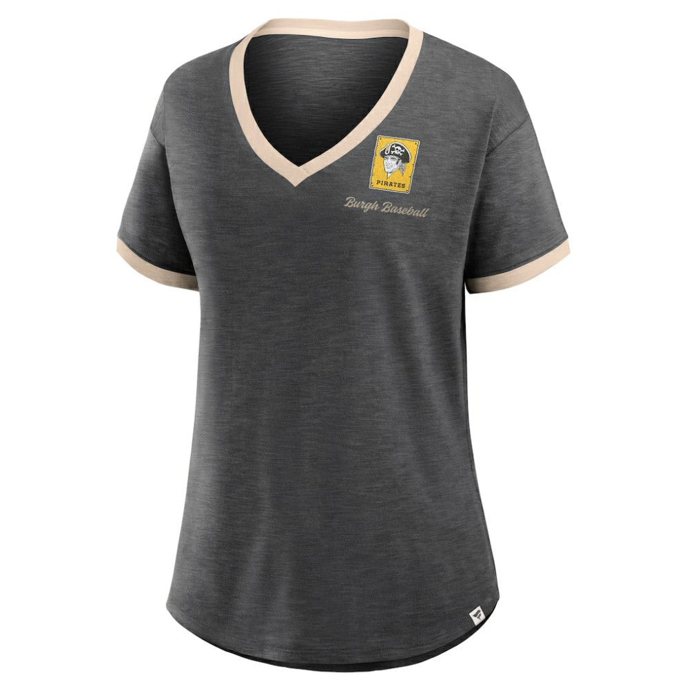 Pittsburgh Pirates Fanatics Women's Binge Worthy Stadium Slub V-Neck T-Shirt Near Me