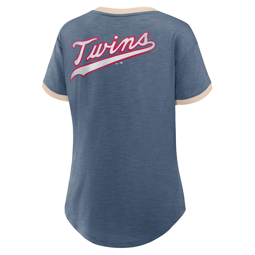 Minnesota Twins Fanatics Women's Binge Worthy Stadium Slub V-Neck T-Shirt Near Me
