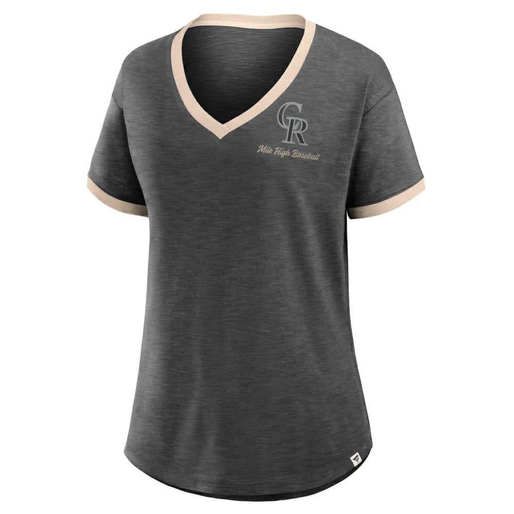 Colorado Rockies Fanatics Women's Binge Worthy Stadium Slub V-Neck T-Shirt Discount