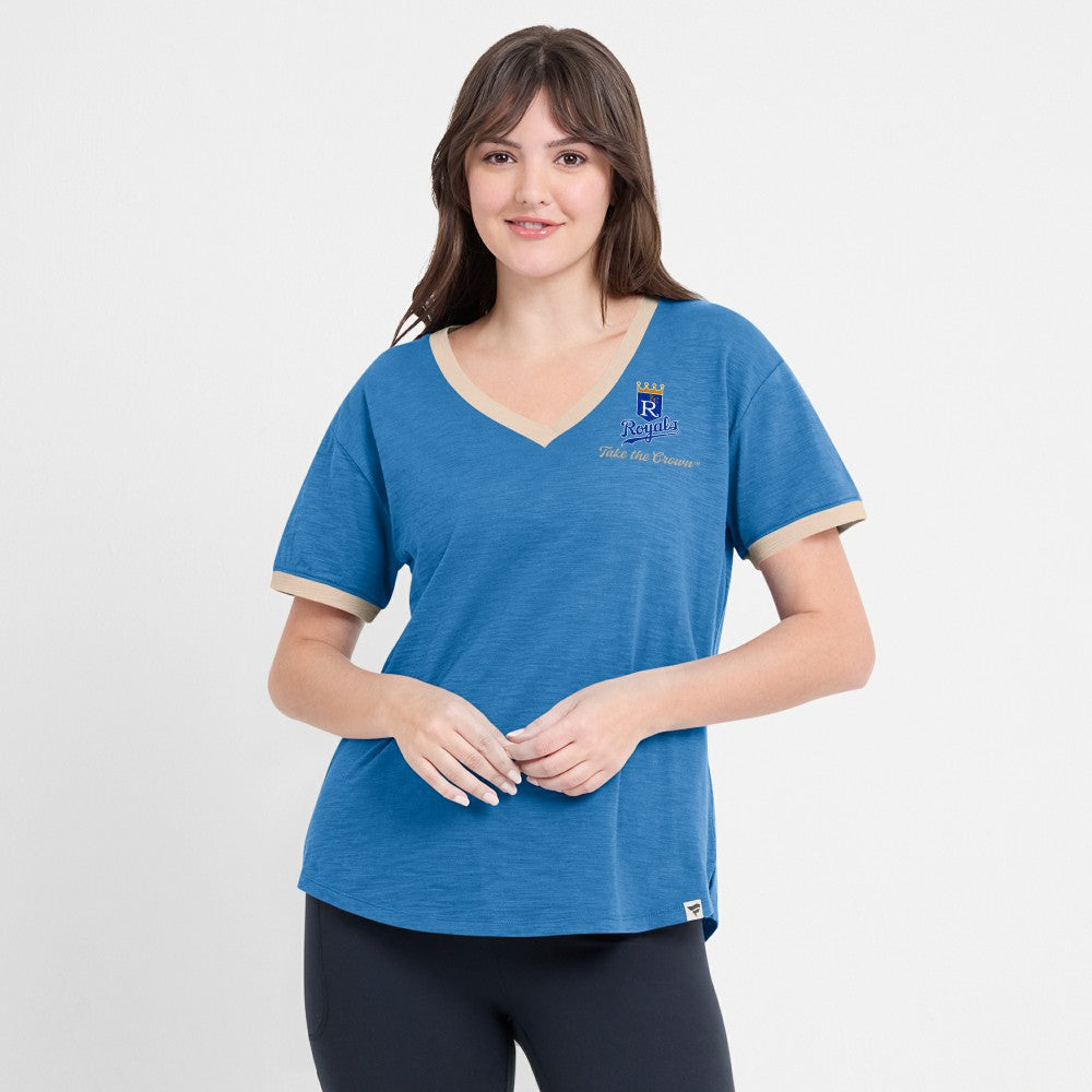Kansas City Royals Fanatics Women's Binge Worthy Stadium Slub V-Neck T-Shirt Online