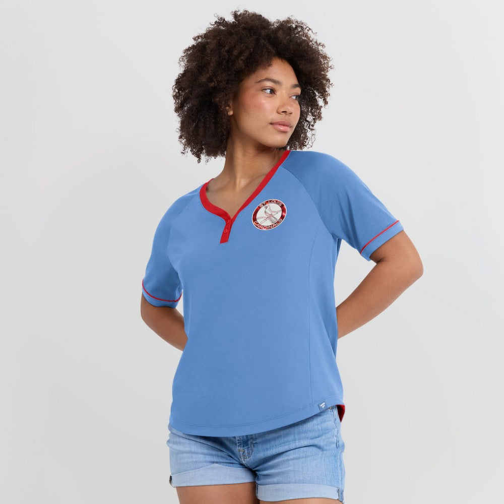 St. Louis Cardinals Fanatics Women's Cooperstown Collection League Diva V-Neck T-Shirt Sale
