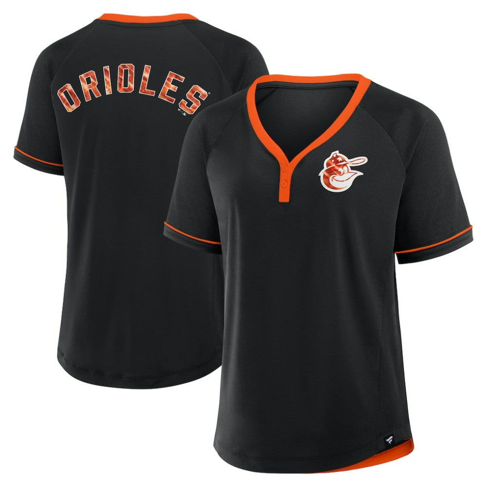 Baltimore Orioles Fanatics Women's Cooperstown Collection League Diva Raglan V-Neck T-Shirt for sale