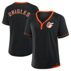 Baltimore Orioles Fanatics Women's Cooperstown Collection League Diva Raglan V-Neck T-Shirt for sale