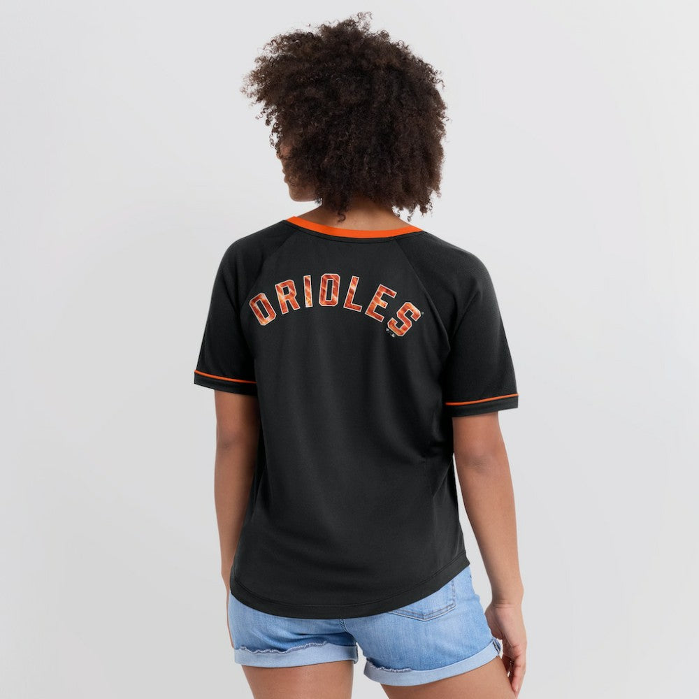 Baltimore Orioles Fanatics Women's Cooperstown Collection League Diva Raglan V-Neck T-Shirt for sale