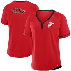 Cincinnati Reds Fanatics Women's Cooperstown Collection League Diva Raglan V-Neck T-Shirt Discount