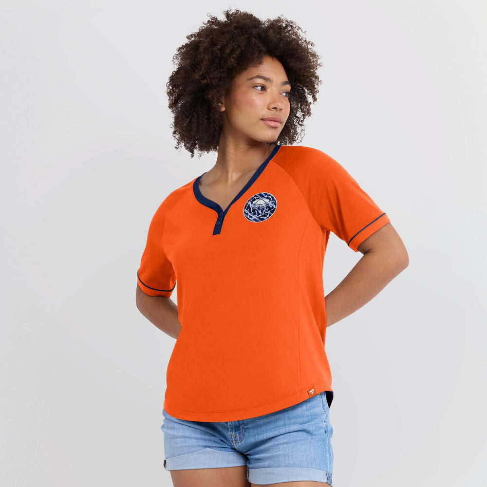 Houston Astros Fanatics Women's Cooperstown Collection League Diva Raglan V-Neck T-Shirt Online