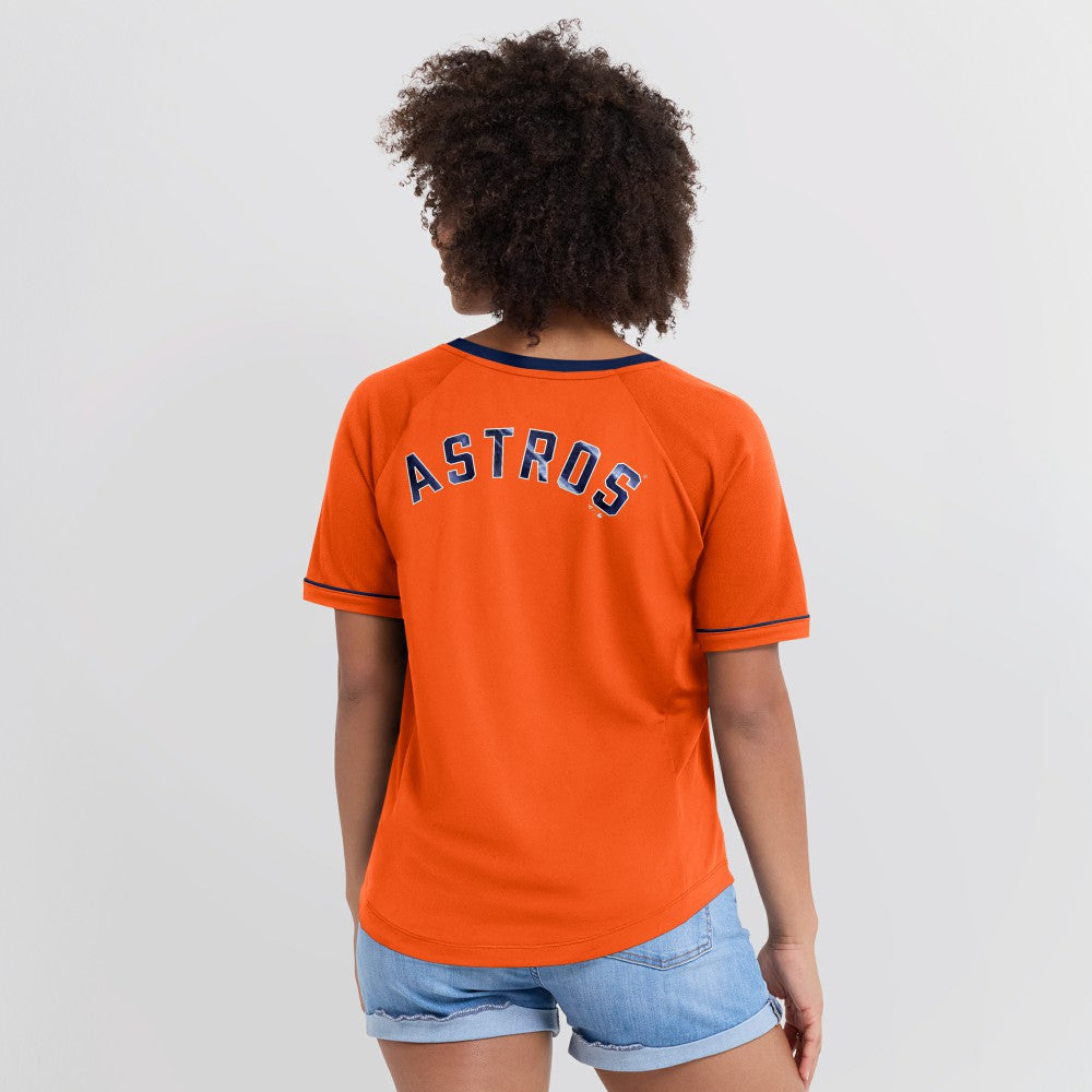 Houston Astros Fanatics Women's Cooperstown Collection League Diva Raglan V-Neck T-Shirt Online