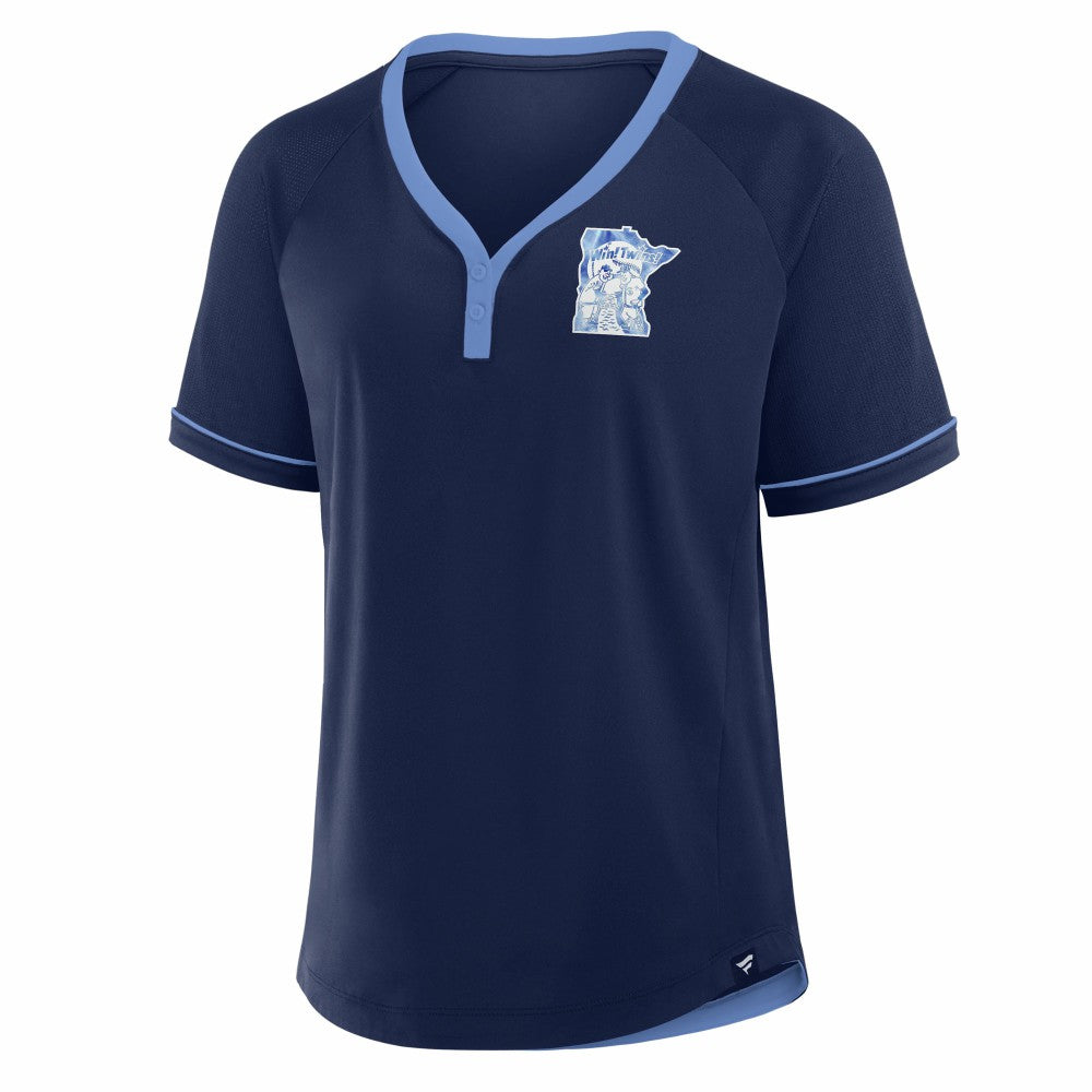 Minnesota Twins Fanatics Women's Cooperstown Collection League Diva Raglan V-Neck T-Shirt Discount