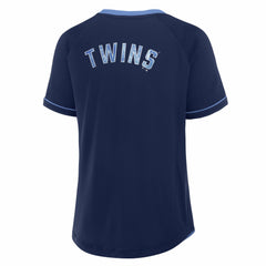 Minnesota Twins Fanatics Women's Cooperstown Collection League Diva Raglan V-Neck T-Shirt Discount