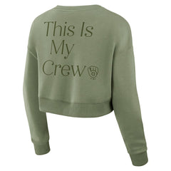Milwaukee Brewers Fanatics Women's Studio Cropped Pullover Sweatshirt Outlet