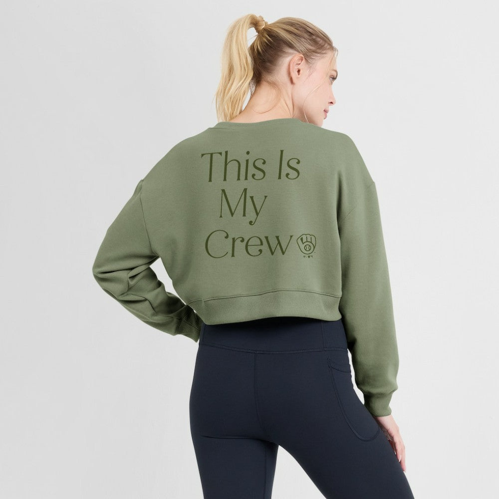 Milwaukee Brewers Fanatics Women's Studio Cropped Pullover Sweatshirt Outlet