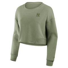 New York Yankees Fanatics Women's Studio Cropped Pullover Sweatshirt Sale