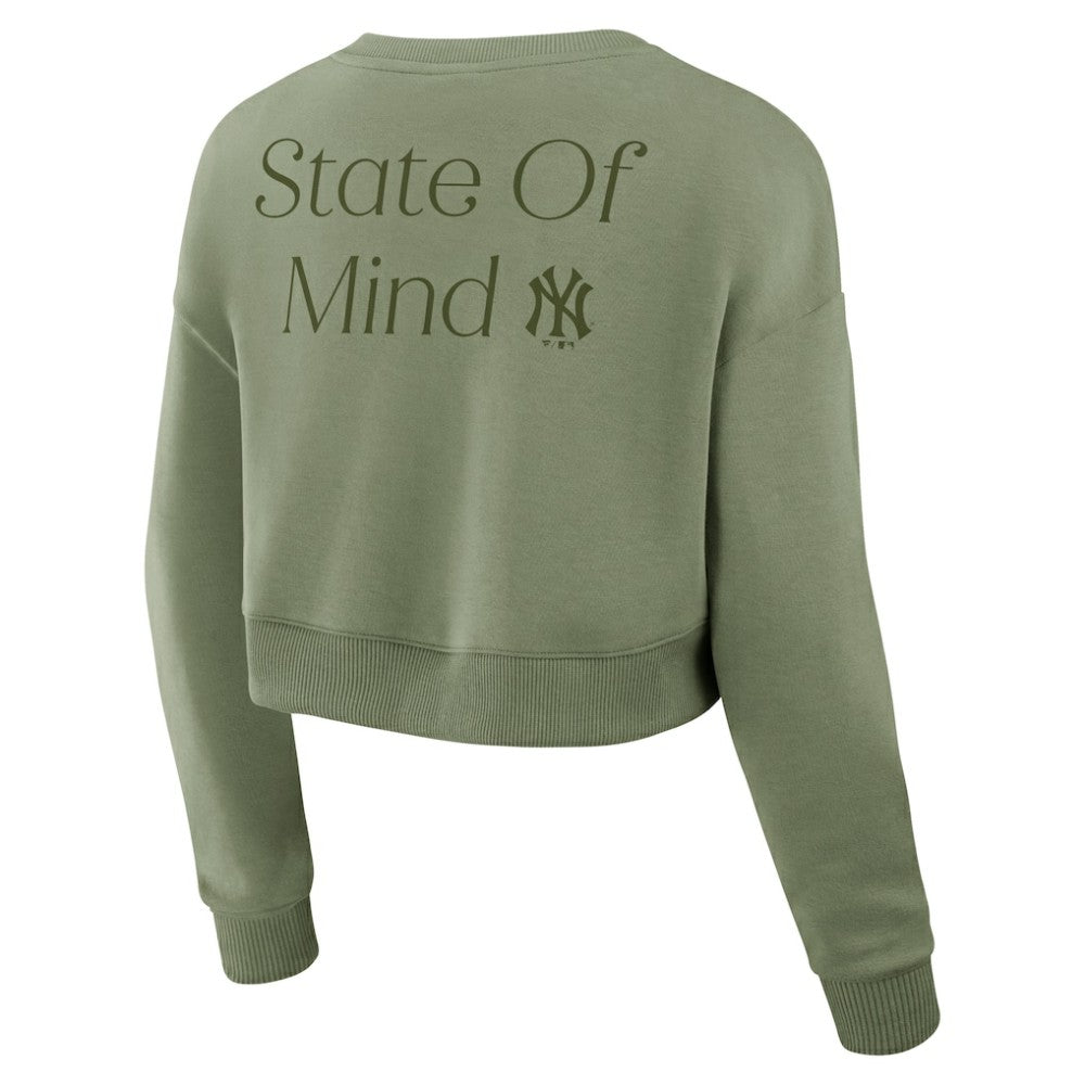 New York Yankees Fanatics Women's Studio Cropped Pullover Sweatshirt Sale